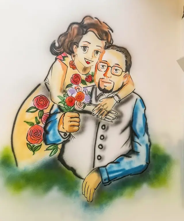 Desen pe perete cu doi prieteni, la Căsuța Prieteniei